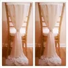 Ivory Chiffon Chair Sashes Wedding Party Deocrationsブライダルチェアはサッシ弓カスタムメイドの色をカバーしています（20inch W * 85inch L）