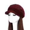 Ny vinter mode damer stickning hattar tjock ull keps varm sammet berets street populära kvinnliga hatt 4 färger whosales gh-87