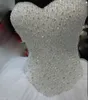 Bling Balo Korse Kabarık Gelinlik Boncuk Sequins Kristaller Üst Sevgiliye Kolsuz Lace Up Geri Tül Gelinlik Gelin Kıyafeti