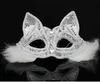 Maschera per feste di Halloween Maschere per animali in pizzo Maschera per volpe Colore bianco nero Mezza faccia Accessori per maschere per gatti sexy