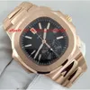 Moda Luksusowy Wristwatch Nowy Automatyczny Nutilus 5980 1R Czarny Dial 18KT Rose Gold Mechanical Mens Mens Watch Zegarki męskie