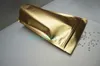 12x20cm, 100pcs / lot x matt guldställning upp Aluminiumfolie Zip Lock Bag-Reusable Coffee Bean Plast Poly Pouch, Zipper Dammtäker säck