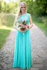 New Arrival Bridesmaid Dresses Scoop Neckline Chiffon Floor Length Lace V Backless Long Bridesmaid Dresses for Wedding