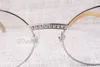 2017 neue Retro-Mode-High-End-Diamant-weiße Rinderhörner-Brille T7550178 für männliche und weibliche Modelle, runde Brille, Größe: 57-22-135 mm