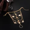 Vintage günstige Barfuß-Strandsandalen für Hochzeiten, silberne Fußkettchen, Kette, Goldmünze, Quasten, Zehenring, Perlenstickerei, Braut, Brautjungfer, Fußschmuck