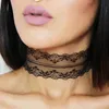 Black White Plain Lace Choker Necklace Gothic Vintage Wide Ribbon Handmade Neckless Jewelry Collar Nacklace For Women