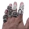 Groothandel veel gemengde 25 stks gothic tribal dame vrouwen gesneden topquality vintage brons antiqued zilver barokke ringen