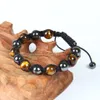 New Wholesale 10pcs/lot Fashion Mens Woven Bracelet High Quality 10mm Hematite and Tiger Eye Stone Bead Jewelry