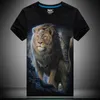 Personalidade camisetas engraçadas para homens 3d camisetas leão impresso verão casual t shirt banda de rock t camisas mens roupas de grife de moda