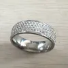 5 rzędu Clear Crystal Diamond Jewelry Cała stal ze stali nierdzewnej Srebrne kolory ślubne Użyta Rozmiar 7 8 9 10 11 12254z