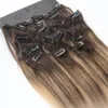 418 8A 7pcs 120 gramas Grampo em extensões de cabelo humano Ombre Raiz marrom escuro para cinza loiro Balayage Destaques Hairstyle7718373