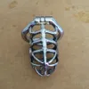 Nieuw ontwerp Open Mond Snap Ring 8.3cm kooi stalen apparaat voor mannen met flexibele gebogen ring Spike Ring Cock Cage DSM Sex Toys6323385