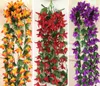Nouveau 2 pièces suspendus fleur de lys artificielle mur lierre guirlande vigne verdure pour mariage maison bureau Bar décoratif