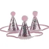 10 pz / lotto fasce per bambini a forma di cono corona Hairband Bambini glitter forniture per feste di compleanno principessa tiara cappello boutique accessori per capelli KHA486