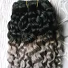Ombre Raw Indian Curly Hair Bundles Non Remy Weave 100g 1bGery Два тона ombreЧеловеческие волосы для наращивания с двойным утком1363581