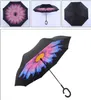 Parapluies inversés créatifs Double couche de canopée avec poignée en C Parapluie coupe-vent inversé pour adulte Grand Noir 34 couleurs