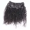 Afro Kinky Clip ins 100g 7 stuks Natuurlijke Kleur Afro-Amerikaanse clip in human hair extensions4108338