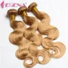 60% OFF! Honey Blonde Extensions Peruvian 10"-30" Human Hair Weave Weft #27 Color Hair Extension Body Wave Wet and Wavy 3pcs bridal