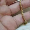 Märke DIY Kedjor Halsband för hängsmycke Män / Kvinnor Smycken Guldfärg Rostfritt stål 3mm Twisted Rope Chain Partihandel