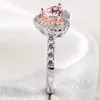 Wholesale Handmade choucong Luxury Jewelry 925 Sterling Silver Pink Sapphire Party Pave Setting Gemstones CZ Women Wedding Heart Ring Gift