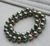 NEW FINE PEARL JEWELRY elegant 1011mm tahitian round black green pearl necklace 18inch5976357