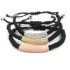 Todo-anil arjandas masculino macrame pulseiras ouro longo tubo micro pave cz cobre macarrão contas briading macrame bracelet247g