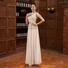 2017 Nieuwe Lange Avondjurken Elegante V-hals V-Back Chiffon Bruid Gown Ball Prom Party Homecoming / Graduation Formal Dress