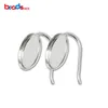 Beadsnice 925 Sterling Silver Earring Bezel Settings with Earwire fit 12x12mm Cabochon Blanks for DIY Earring Making ID36316