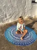 160 cm grande serviette de plage ronde fleur de lotus bleu serviette de bain de natation serviette de pivoine bleue tapisserie de mandala indien tenture murale serviette de jet