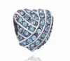 Fit Snake Chain Bracelets 10pcs Argent Multicolore Diamant Coeur Grand Trou Charms Perles Pour Gros DIY Collier Européen Bijoux Accessoires