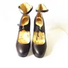 14CM Heel Height Sexy Genuine Leather Round Toe Hoof Heel Pumps Party Shoes US size 5-14 NO.WG18