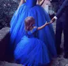 Nuova Royal Blue Flower Girls039 Dress Princess Ball Gown Perle pieghettate Tulle Luton Girls039 Birthday Party Custom Made7989095