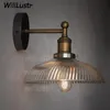 Willlustr pressad ribbad glasskugga vägglampa loft stil vägg sconce belysning fitting sänghotell restaurang café bar ljus