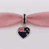 Andy Jewel 925 Silver Beads New Zealand Heart Flag Hanging Charm Adatto a braccialetti europei stile Pandora Collana per la creazione di gioielli 791511ENMX