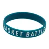 1PC Basket Battle Never Stops Silicone Wristband Sport Gift Debossed and Ink Filled Logo Blue Adult Size