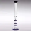 100% Image réelle Nouvelle arrivée 37cm de haut 18,8cm Joint Bleu Verre Bong Type Droit Fumer Narguilé Trois Nid D'abeille Percolato Eau Piper Bang