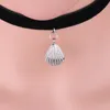 Nuovo modo di arrivo delle donne della Corea del nero della collana del collare del choker corda di velluto, carino oro argento Shell femminile Sailor Collier Bijoux EFN002V