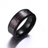 316l Stainless Steel Jewelry Men's Ring Wedding Band With Blue Red Yellow Charm Engagement Carbon Fiber Inlay, Comfort Fit 8mm