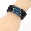 Bracelets en pierre de lave naturelle Diffuseur d'huiles essentielles 7 Chakra Yoga Énergie Stretch Bracelet Bracelet pour Hommes Femmes Bijoux Cadeau Kimter-B348S F