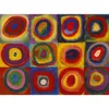 Wall Art Abstract Oil Paintings Squares with Concentric Circles Canvas Reproduction Modern Art for Office Room Wall Decor