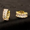 High Quality 18K Yellow Gold Plated Shine CZ Earrings Hoops for Children/Girls/Women Nice Gift ER-991