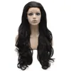 26" de long perruque noire ondulée perruque de cheveux synthétiques sans danger pour la chaleur