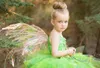 Fairy Green Flower Girl Sukienki Piękne Dziewczyny Korowód Sukienka Klejnot Kwiecisty Aplikacje Hi-Lo Kwiat Dziewczyny Dress Puffy Tulle Urodziny Dress