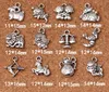 12 Zodiac Signs Pendants Charms Tibetansk Silver Tvåsidigt Delikat tillbehör Tillbehör för DIY smycken