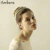 Sorbern elegante silvergold headpiece cristal casamento cabelo videira pérolas nupcial bandana cerâmica flor cocar cabelo acc3970015