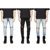 Free Shipping Men Hi-Street Slim Fit Ripped Jeans Mens Distressed Denim Joggers Knee Holes Washed Destroyed Jeans
