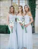 Beach Bridesmaid Dresses Ice Blue Chiffon Ruched Off The Shoulder Summer Wedding Party Gowns Long Cheap Simple Dress For Girls
