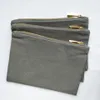 Cool Grey 12oz tjock och h￥llbar bomullsduksmakeupv￤ska med guld Zip Gold Foder 6 9in Cool Grey Canvas Cosmetic Bag Ship 326K