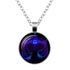 Bra A ++ Explosiv Ny Twelve Zodiac Time Gem Glass Hänge Halsband WFN359 (med kedja) Blanda Beställ 20 stycken Mycket