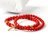 Pasen-sieraden Groothandel 5mm A Grade Geverfd Rode Coral Stone Clear CZ Jesus Cross Beaded Armband voor Lover Gift
